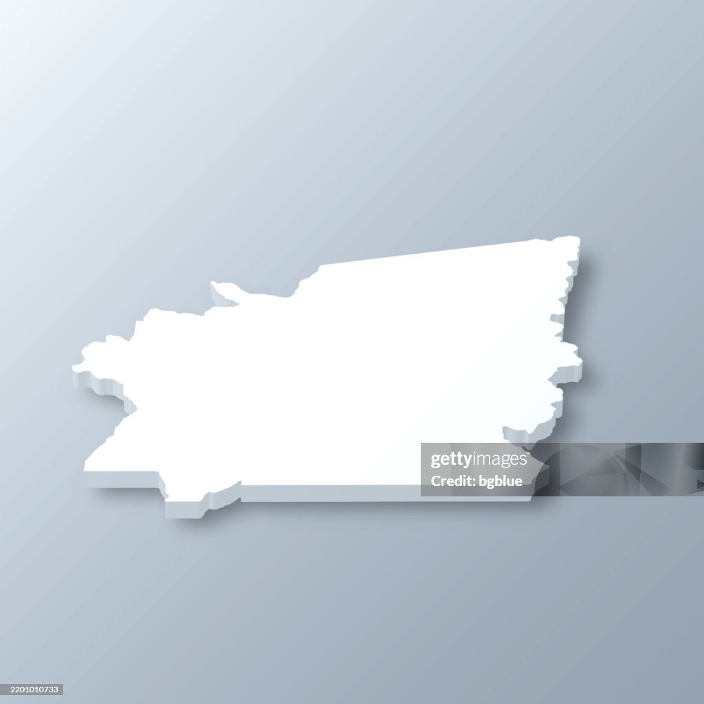 Idaho County, Idaho. 3D Map on gray background