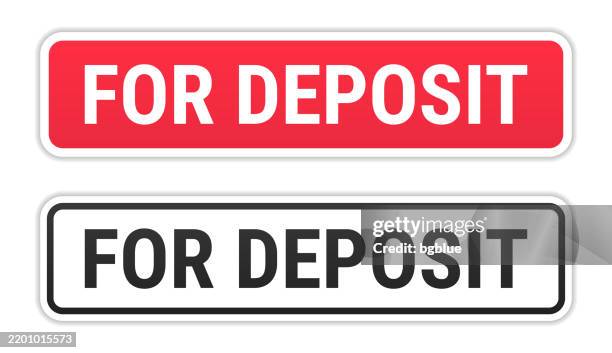 for deposit - red and black labels on white background - down payment stock illustrations