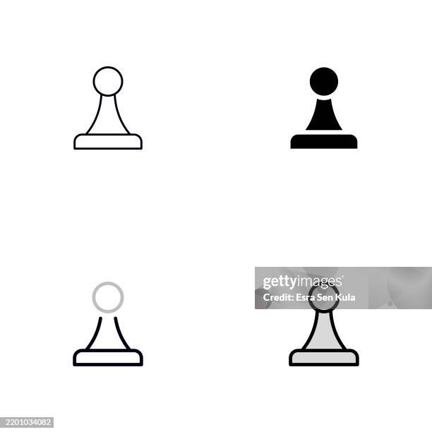 pawn icon design in four styles with editable stroke. line, solid, flat line, and duotone line. suitable for web page, mobile app, ui, ux, and gui design. - queen-chess-piece-clip-art stock illustrations