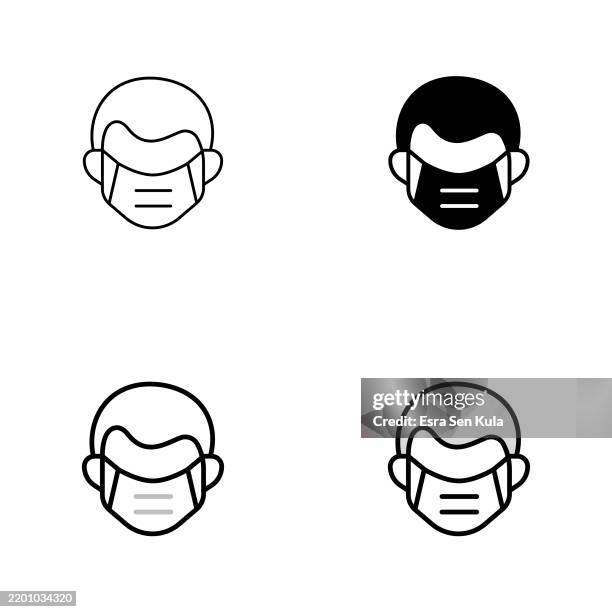 face mask icon design in four styles with editable stroke. line, solid, flat line, and duotone line. suitable for web page, mobile app, ui, ux, and gui design. - operating room stock illustrations