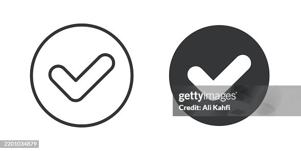 Checkmark thin line and glyph solid icon. Editable stroke and perfect pixel isolated on transparent background Checkmark thin line and glyph solid icon. Editable stroke and perfect pixel isolated on transparent background
