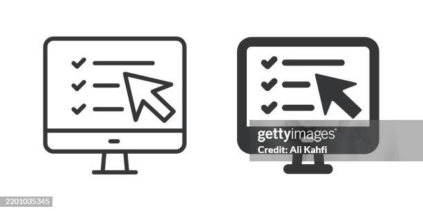 checklist thin line and glyph solid icon. editable stroke and perfect pixel isolated on transparent background - green check mark transparent background stock illustrations