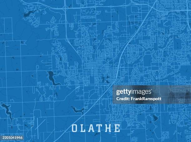olathe ks city vector road map blue horizontal - olathe kansas stock illustrations