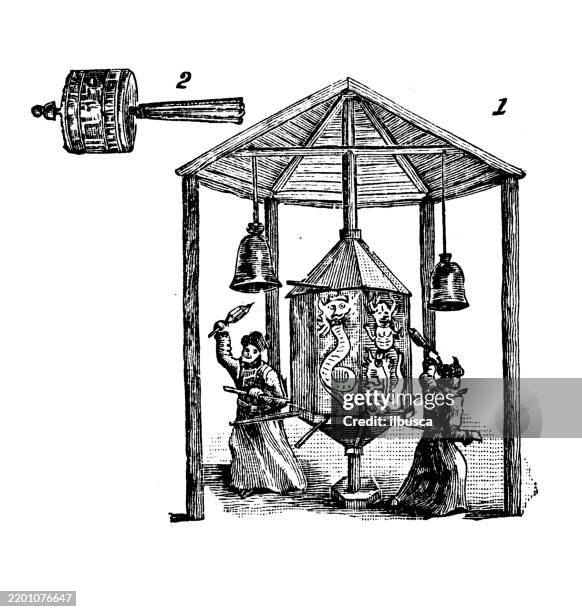 praying wheel, oarga, mongolia - himalayan stock illustrations