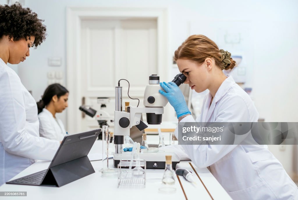 Students In Lab Diverse Students Conducting Experiments In A University Science ...