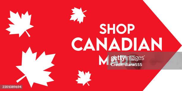made in canada web banner - maple leaf logo stock illustrations