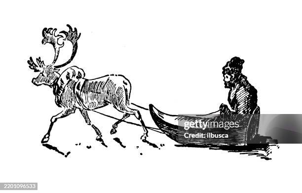 pulkha - man sledge stock illustrations