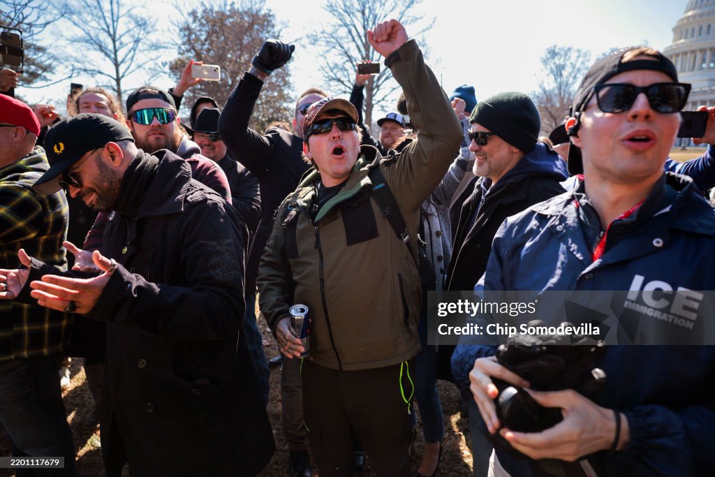 Proud Boys Members Speak To The Media Outside US Capitol Building