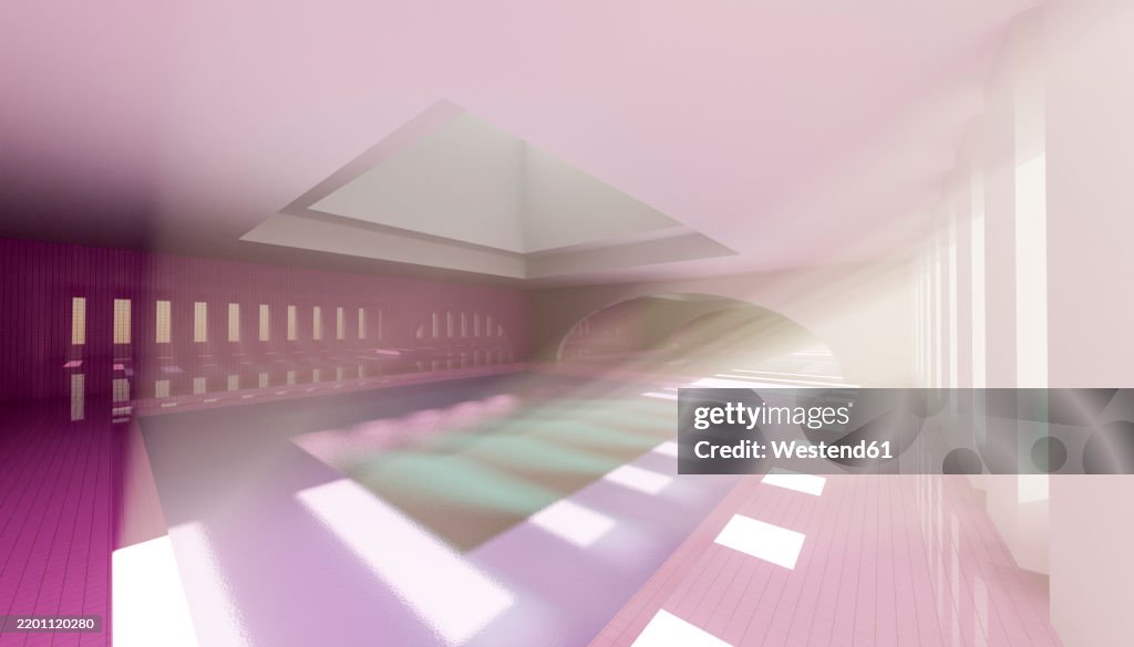 3d Render Of An Empty Modern Pool Interior With Sunlight And Abstract ...