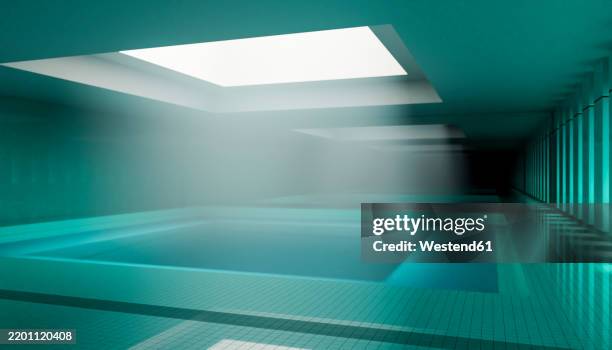 3d rendering of a modern indoor swimming pool with skylight - skylight stock illustrations