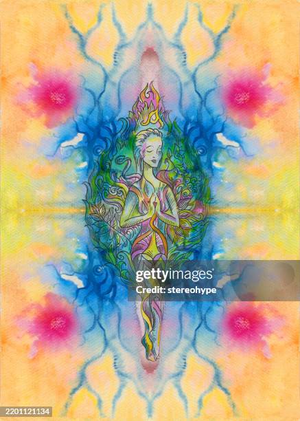 descending goddess - book of revelation stock illustrations