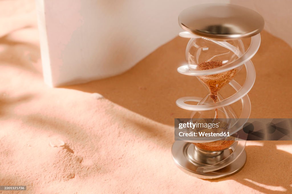 Sand Clock Abstract Fantasy Sandclock With Metallic Spiral In The Sand During The Afternoon ...