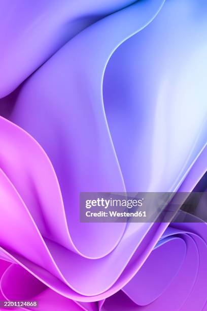 3d render of abstract multi colored satin fabric - blue studio background stock illustrations