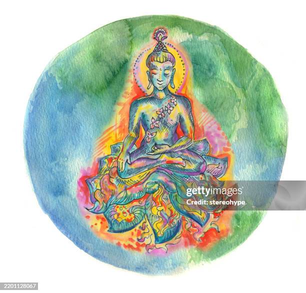 planetary buddha - chair yoga stock illustrations