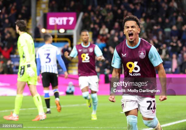Marcus Edwards of Burnley celebrates scoring his team's first goal during the Sky Bet Championship match between Burnley FC and Sheffield Wednesday...