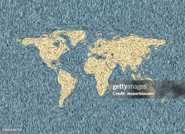Abstract lines forming a world map van Gogh style