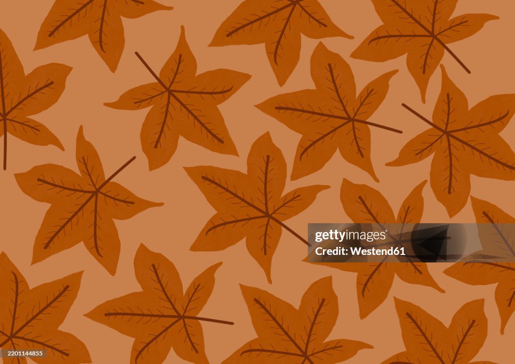 Reperting Pattern Fall Illustration Of Autumn Leaves In A Repeating Brown Pattern High-Res ...