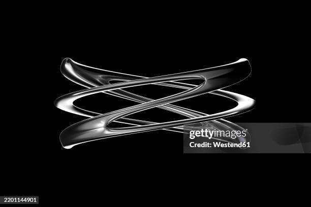 abstract chromed shape on black background - liquid chrome stock pictures, royalty-free photos & images