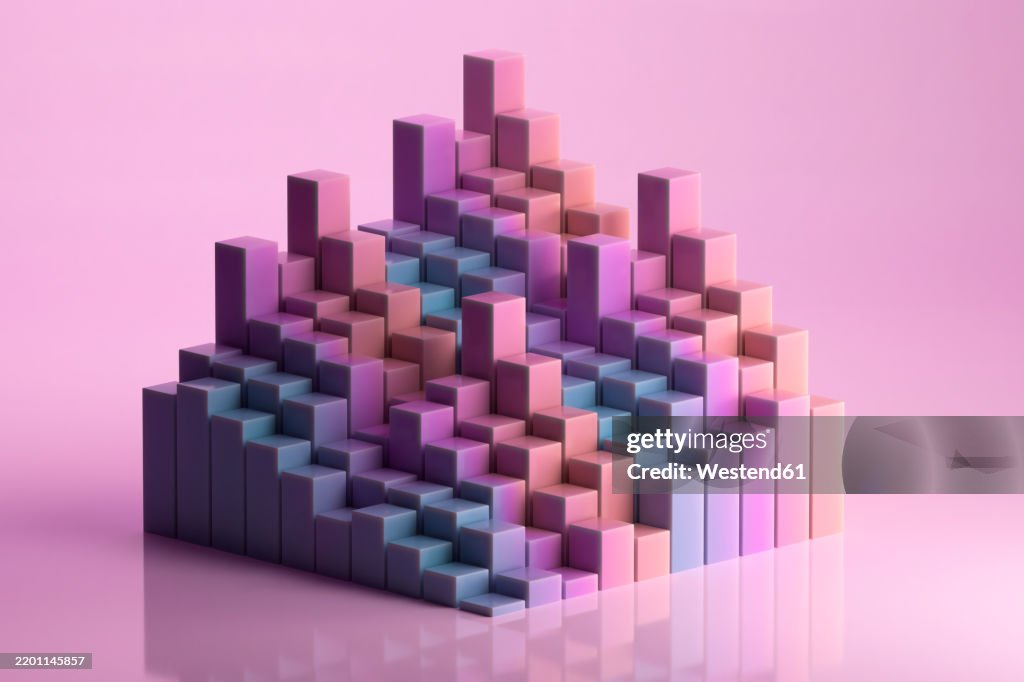 Pastel Matrix Colorful Matrix Of Stacked Cubes In Pastel Colors On A Pink Background ...