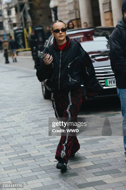 Streetstyle during London RTW Fall Fashion Week 2025 on February 24, 2025 in London, United Kingdom.