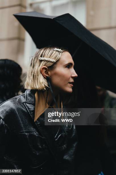 Streetstyle during London RTW Fall Fashion Week 2025 on February 24, 2025 in London, United Kingdom.