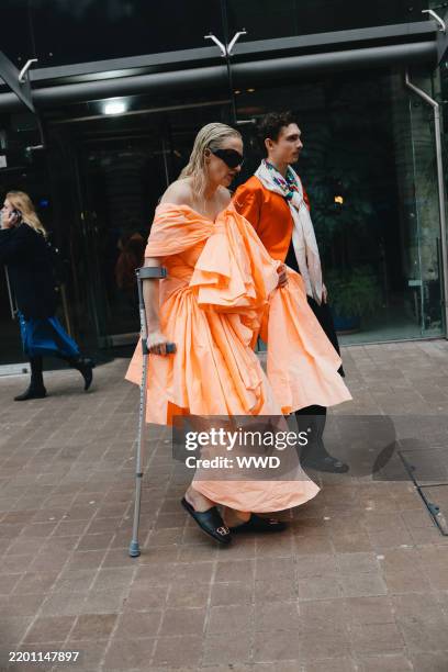 Streetstyle during London RTW Fall Fashion Week 2025 on February 24, 2025 in London, United Kingdom.