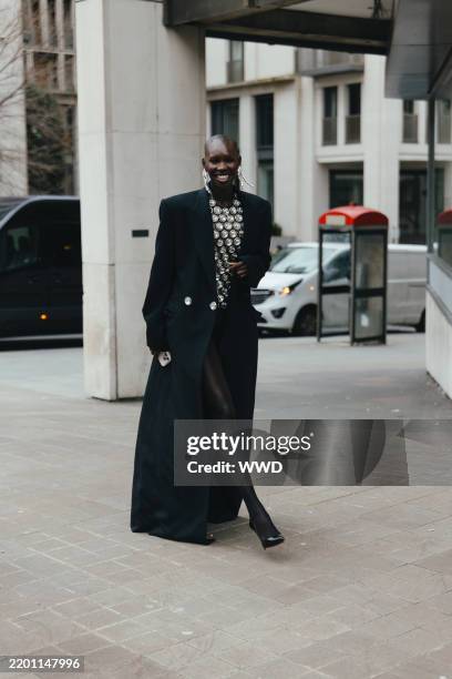 Streetstyle during London RTW Fall Fashion Week 2025 on February 24, 2025 in London, United Kingdom.