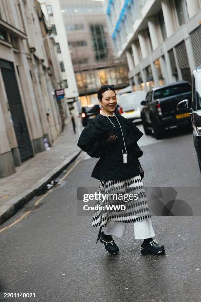 Streetstyle during London RTW Fall Fashion Week 2025 on February 24, 2025 in London, United Kingdom.