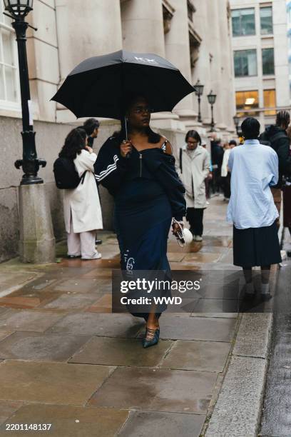 Streetstyle during London RTW Fall Fashion Week 2025 on February 24, 2025 in London, United Kingdom.
