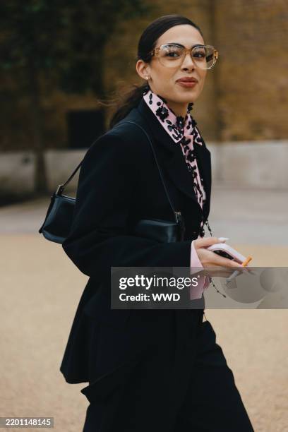 Streetstyle during London RTW Fall Fashion Week 2025 on February 24, 2025 in London, United Kingdom.