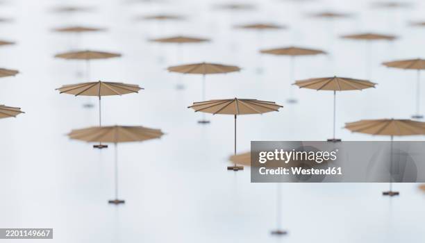 ilustraciones, imágenes clip art, dibujos animados e iconos de stock de 3d rendering of parasols arranged in a pattern - simetría