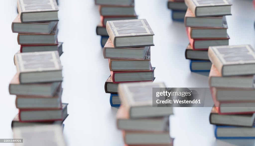 Multi Books Stacker 3d Rendering Of Multiple Book Stacks Arranged In A Pattern High-Res ...