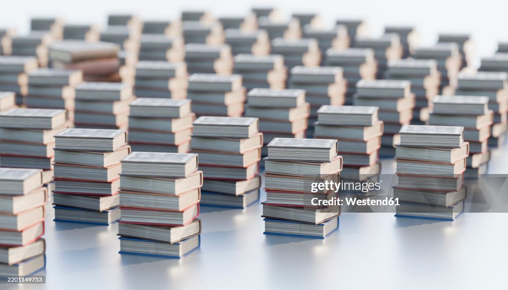 Multi Books Stacker 3d Rendering Of Multiple Stacks Of Books Arranged In A Pattern High-Res ...