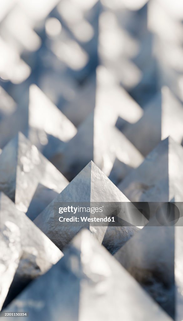 Geometric Pyramind Pattern 3d Rendering Of Metallic Geometric Pyramid Shapes In A Repeating ...