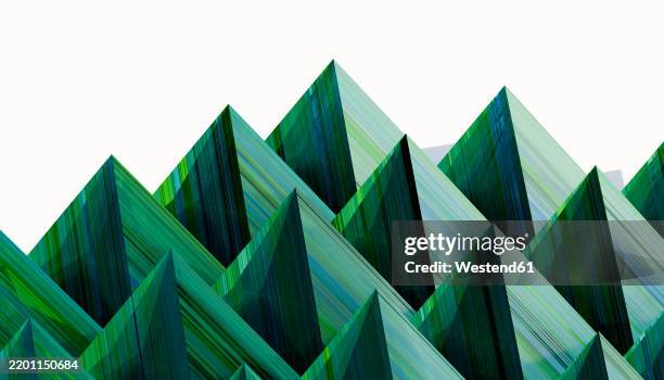 3d rendering of geometric green triangles pattern - internal communication stock illustrations