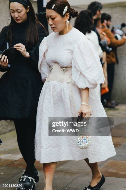 Streetstyle during London RTW Fall Fashion Week 2025 on February 24, 2025 in London, United Kingdom.