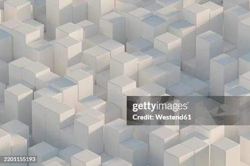 Isometric geometric abstract rendering with white cubes Isometric geometric abstract rendering with white cubes