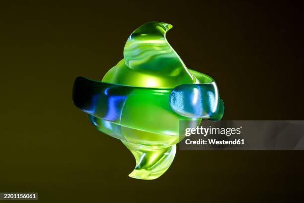 abstract green and blue 3d render object with a glossy finish - internal communication stock illustrations
