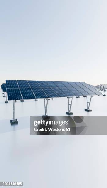3d render of solar panels utilizing renewable energy sources - solar panel installation stock illustrations