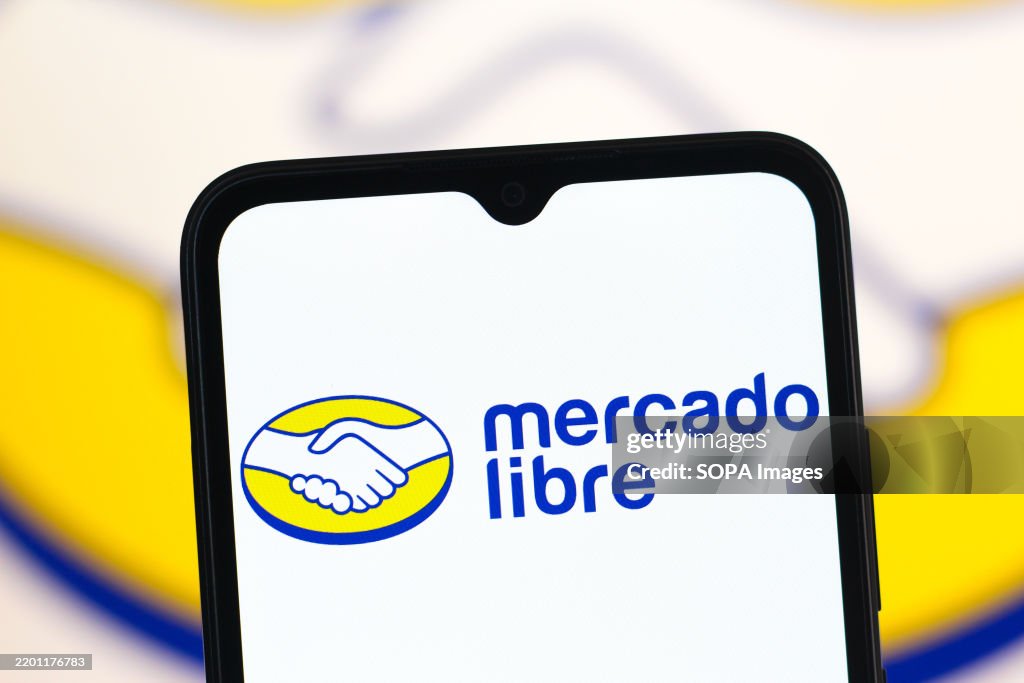 In this photo illustration, the Mercado Libre logo is seen...