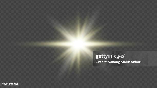 yellow sunlight or flare light effect with transparent background - flashlight dark stock illustrations