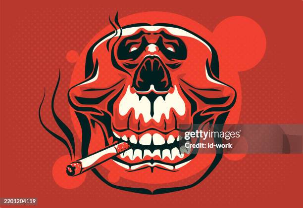 skull smoking icon - breathing techniques stock illustrations