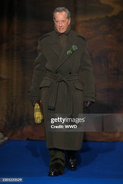 Richard E. Grant on the runway at the Burberry Fall RTW 2025 fashion show as part of London Fashion Week on February 24, 2025 in London, United...