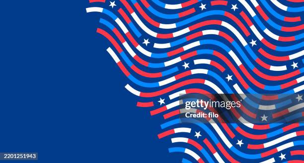 american red white and blue patriotic independence day holiday wave stripe line abstract background - washington dc nightlife stock illustrations
