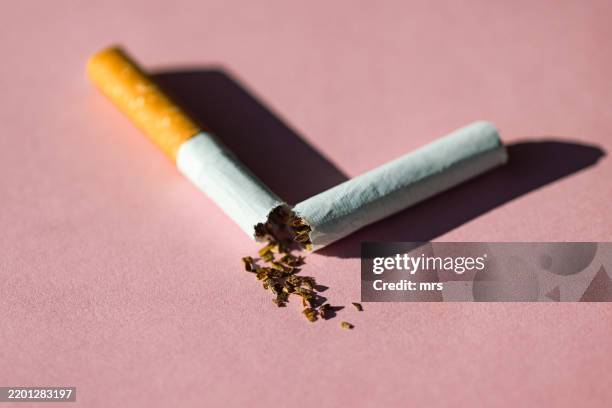 broken cigarette - stoppen met roken stockfoto's en -beelden