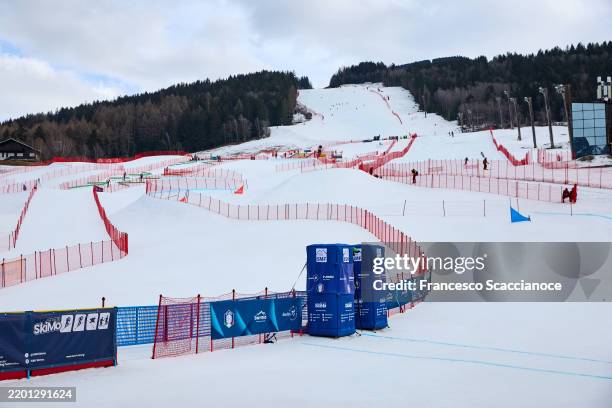 General view of the ski run during the ISMF Ski Mountaineering World Cup sprint event at Stelvio Alpine Skiing Centre on February 22, 2025 in Bormio,...