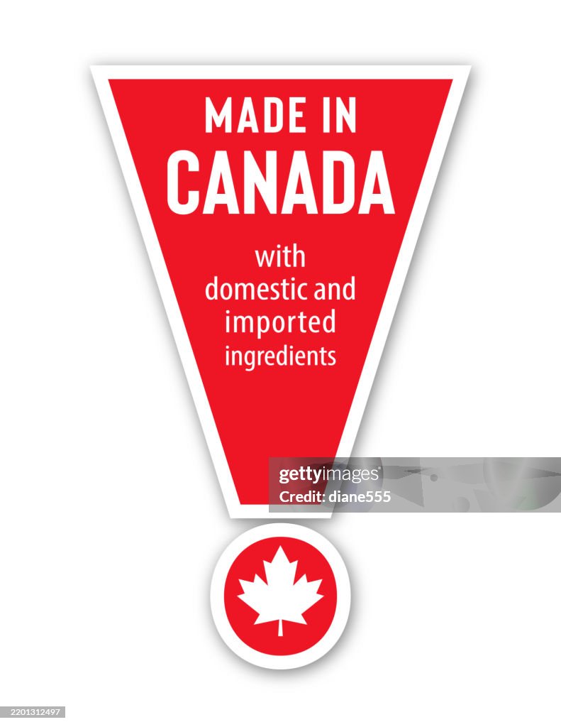 Made In Canada Excalmation Point Sticker On A Transparent Base