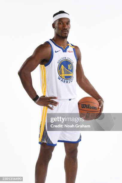 Jimmy Butler of the Golden State Warriors poses for a portrait at Chase Center on February 24. 2025 in San Francisco, California. NOTE TO USER: User...