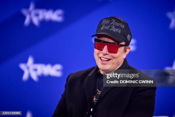 Elon Musk speaks during CPAC-DC at the Gaylord National Resort in Oxon Hill, MD Thursday 2025.