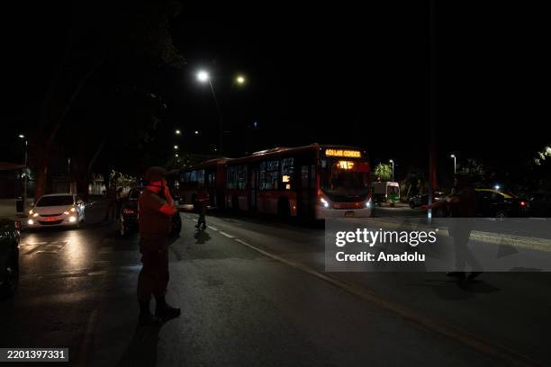 Chilean police carry out controls during curfew after massive power outage that left almost 20 million people without electricity in Santiago, Chile...